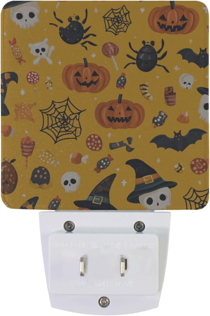 Pigsaly Led Night Light Cute Halloween Pumpkin Witch Hat Bat Skull Spider Web - Image 2