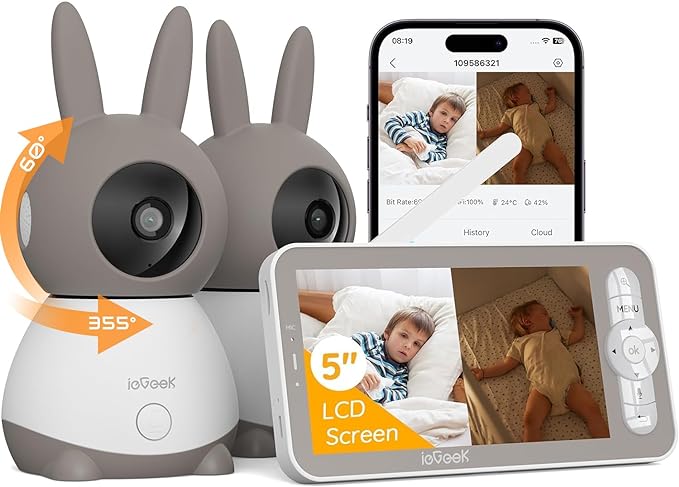 ieGeek 2K Split-Screen Baby Monitor, WiFi Smartphone Video Dual Camera by ieGeek