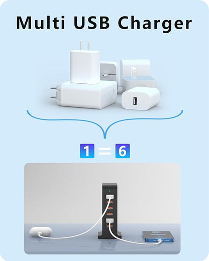 VPSUN USB Charger 6 Port 50W Multi USB Tower Charging Station - Image 3