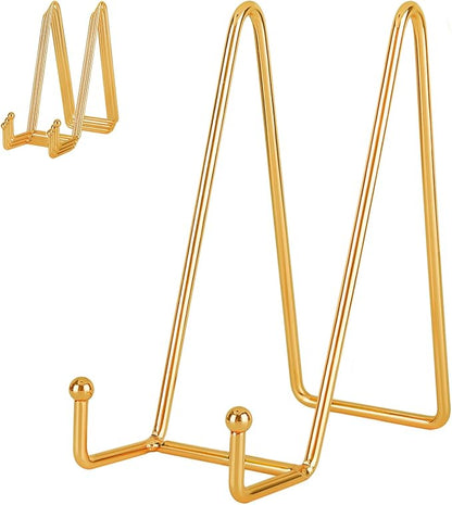 IBosins 5 Pack 8 Inch Plate Holder Display Stands, Large Metal Gold Frame Stand by IBosins
