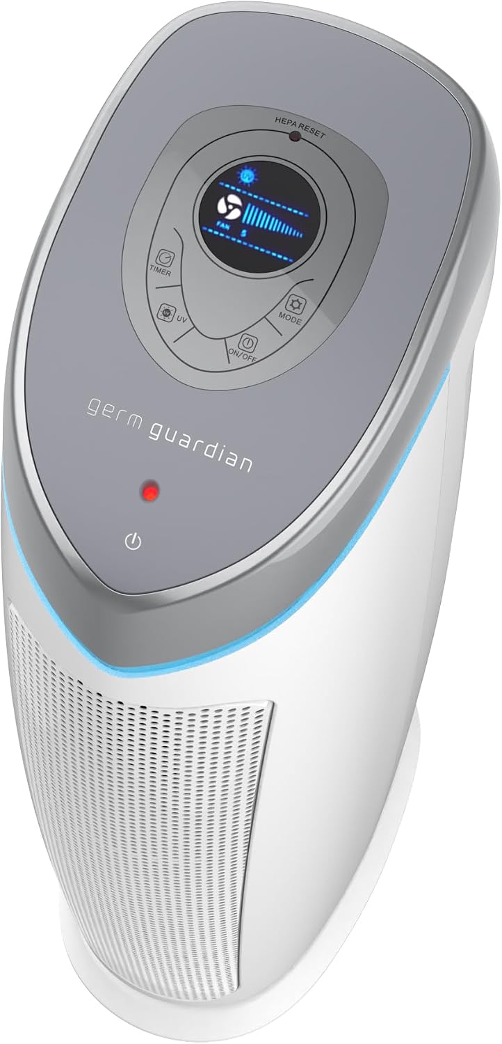 germguardian air purifier with genuine hepa 13 pet on a desk or shelf