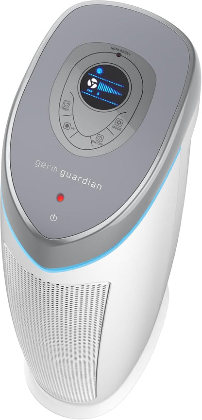 germguardian air purifier with genuine hepa 13 pet on a desk or shelf