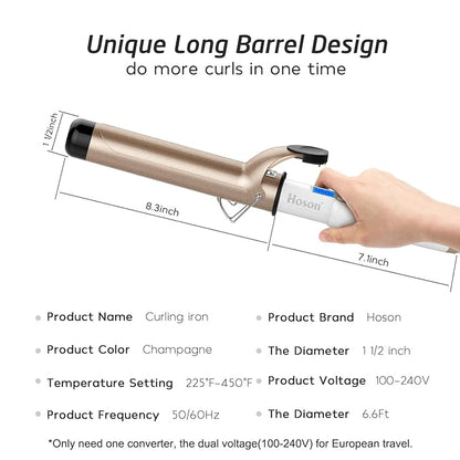 Hoson 1 1/2 Inch Curling Iron Large Barrel, 1.5 Inch Long Barrel Curling Wand - Image 5