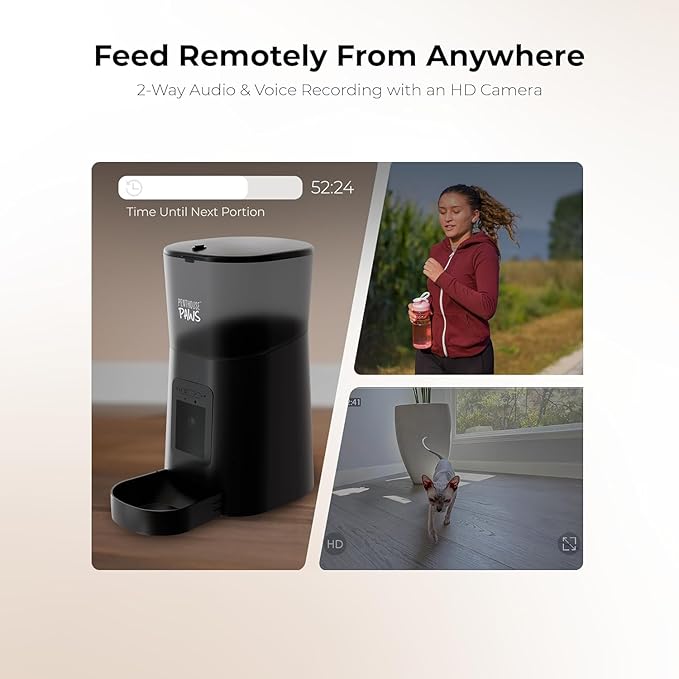 Penthouse Paws Smart HD Automatic Pet Feeder, 6L Dry Food Capacity, 1080p Camera - Image 6