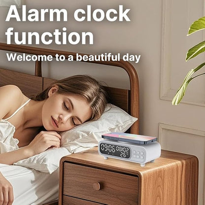 IHAO 5in1 Alarm Clock with Wireless Charging Night Light 15W Fast Charger - Image 5