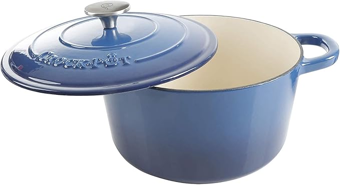 Crock-Pot Artisan 5-Quart Round Enameled Cast Iron Dutch Oven – Blue, Durable - Image 2