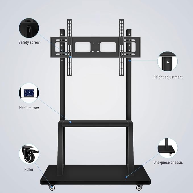 Mobile TV Cart, Rooling TV Stand - Image 8