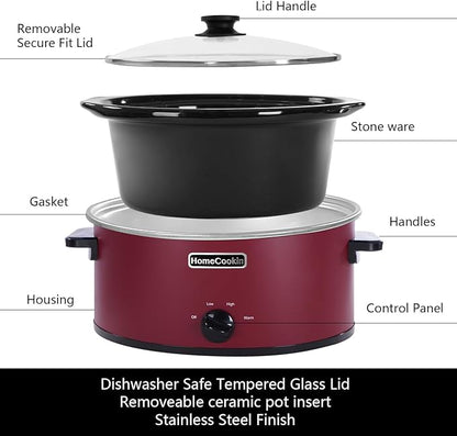 HOMECOOKIN 7 Quart Slow Cooker Oval Manual Pot Food Warmer - Image 3