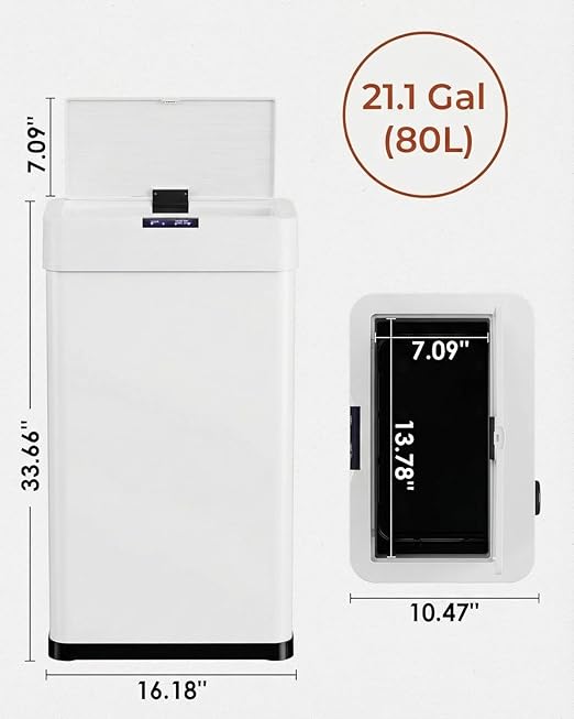 TLSUNNY 21.1 Gallon Motion Sensor Trash Can, Touchless Automatic Garbage Can - Image 2