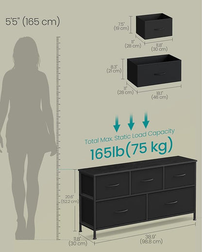 SONGMICS Dresser for Bedroom, Chest of Drawers, 5 Non-Woven Fabric Drawers - Image 2