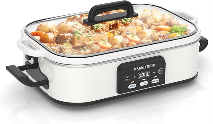 Magnifique 4 Quart Casserole Digital Slow Cooker, Premium Ceramic Bakeware - Image 7