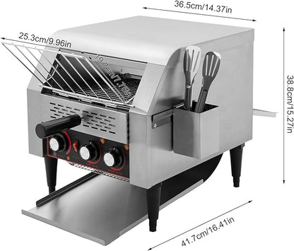 Commercial Conveyor Toaster, 350Slices/Hour 1900W Stainless Steel Heavy Duty - Image 3
