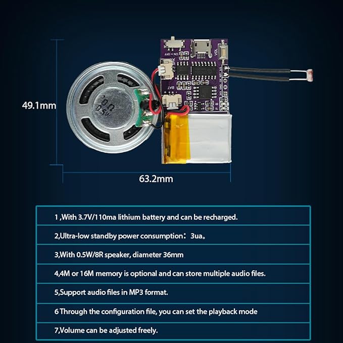 Voice Module, MP3 Music Sound Chips, 16MB Sound Module - Image 4