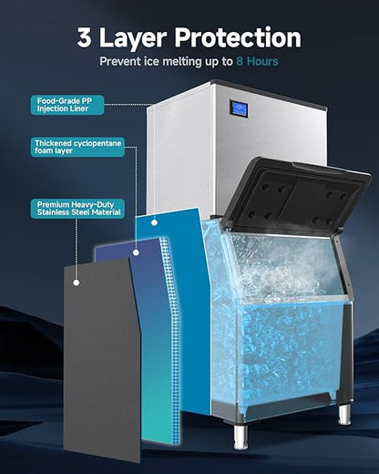 EUHOMY Commercial Ice Maker Machine, 800lbs/24H, Industrial Ice Machine - Image 6