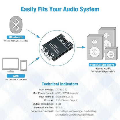 Hosyond ZK-502T 100W Bluetooth 5.0 Amplifier Board - Image 3