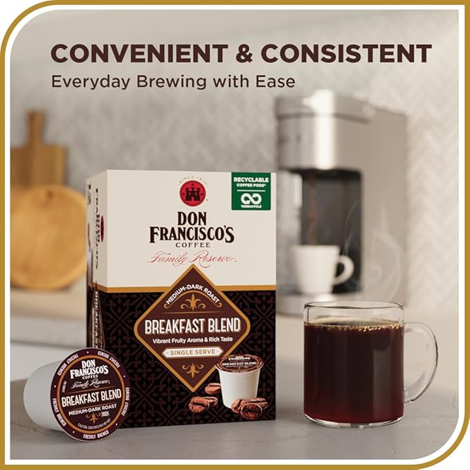 Don Francisco's Breakfast Blend Coffee Pods, Medium-Dark Roast, Compatible - Image 3