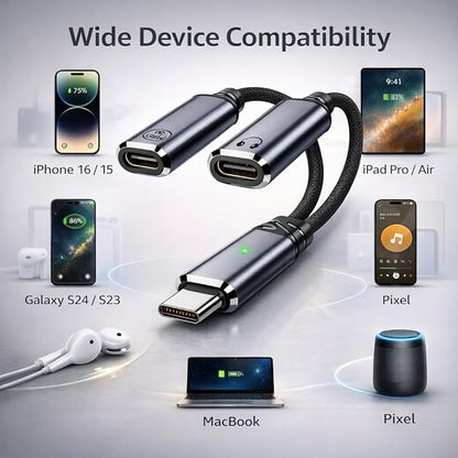 Mizi 2025 Upgraded USB C Splitter Adapter – 100W Fast Charging & Audio Dongle - Image 5