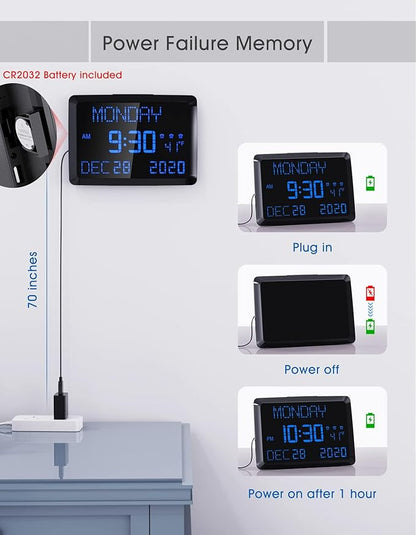 11.5" Large Display Digital Calendar Clock - Image 7