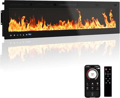 72" Smart Electric Fireplace Wall Mount, 1500w Heater by Unknown