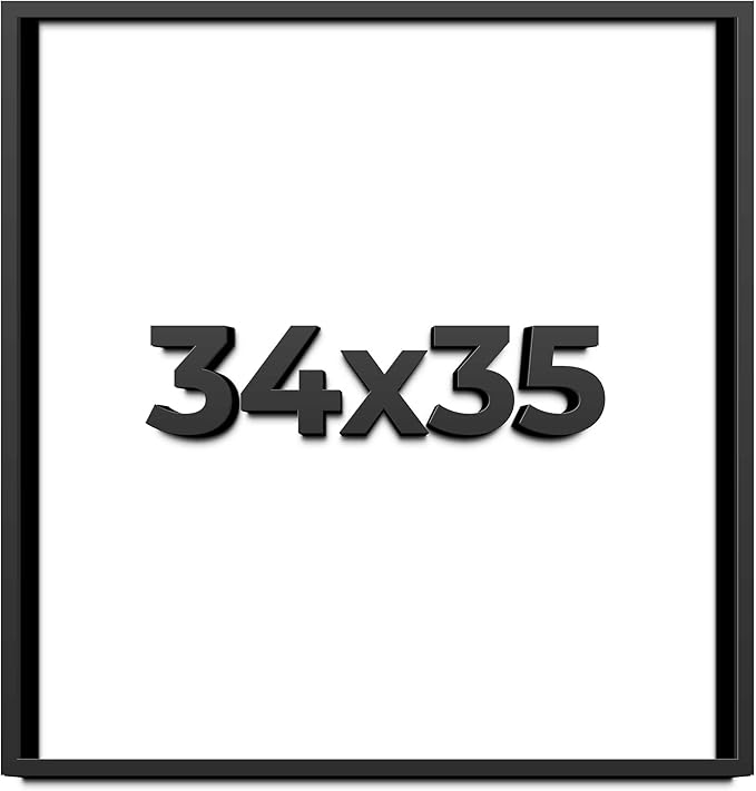 34x35 Shadow Box Frame Black | 1 Inch Deep Solid Wood Shadowbox Display Frame | by CustomPictureFrames
