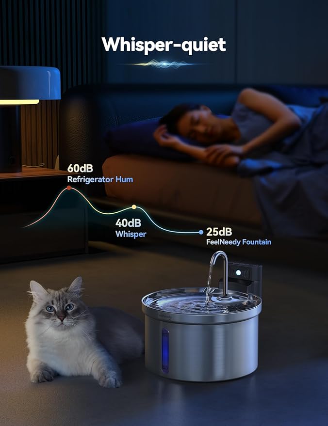 Wireless Cat Water Fountain Stainless Steel FEELNEEDY Smart Pet Water Fountain - Image 6