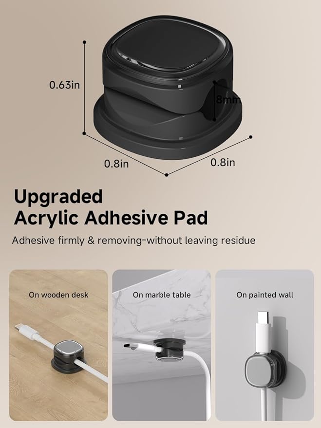 9 Pack Cord Organizer, Spring Cable Management, Adhesive Cute Cable Holder Clips - Image 3
