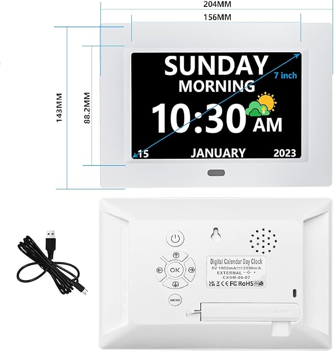 MRCHYDZ 7 Inch Clock with Day and Date - Image 2