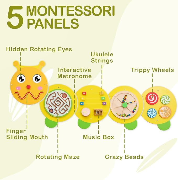 Monläurd® Caterpillar Montessori Busy Board, Sensory Board, Educational Toys - Image 4
