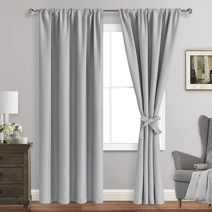 JIUZHEN Silver Grey Curtains for Bedroom by JIUZHEN