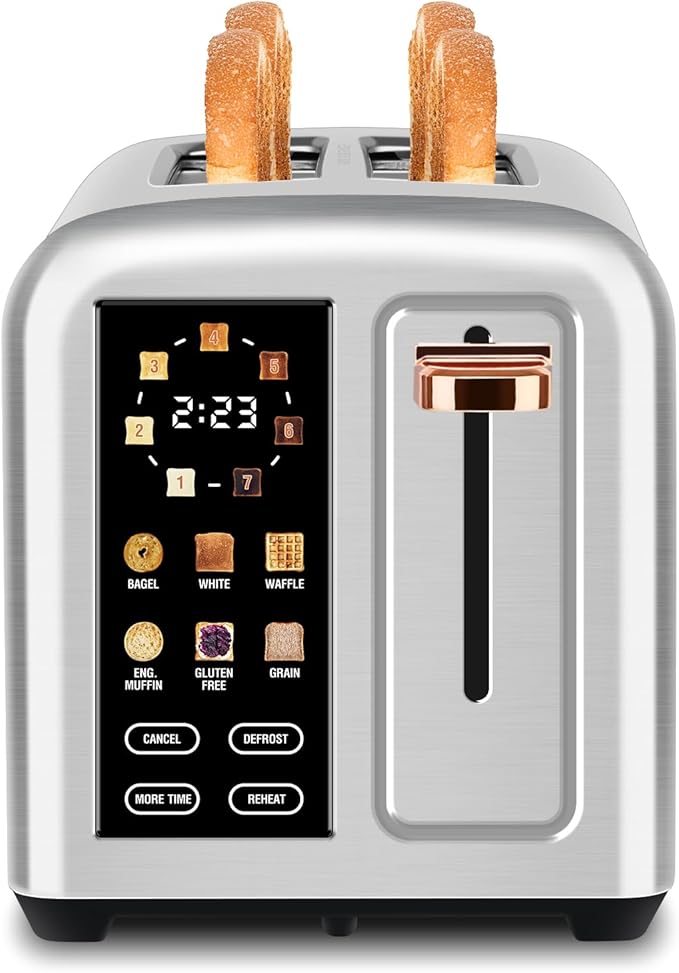 SEEDEEM Toaster 2 Slice with Touch Screen, Faster Heating Speed, 7 Shade Setting by SEEDEEM