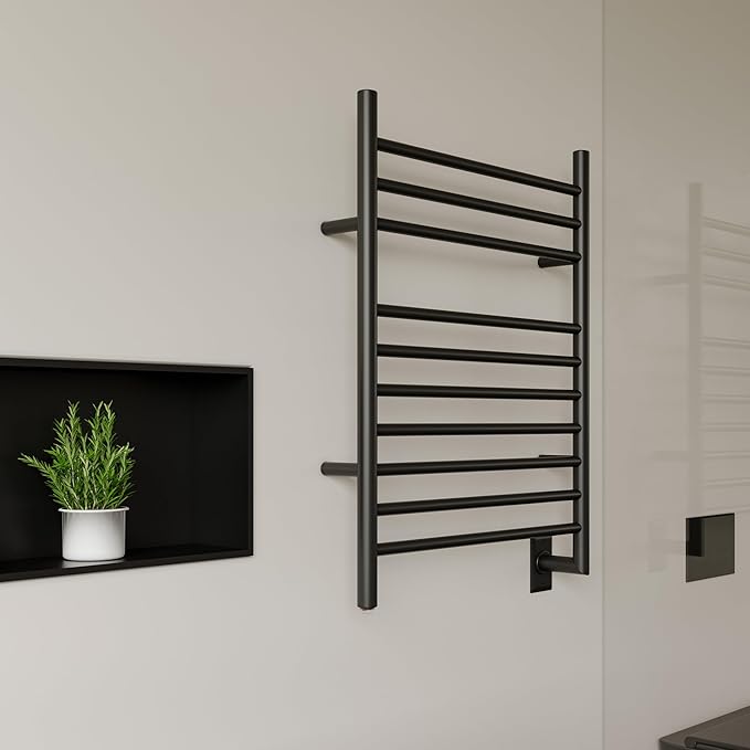 HEATGENE Towel Warmer Wall-Mounted Hardwired Heated Towel Rack Matte Black - Image 6