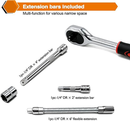 Egofine 46 Pieces 1/4 inch Drive Socket Ratchet Wrench Set, - Image 5