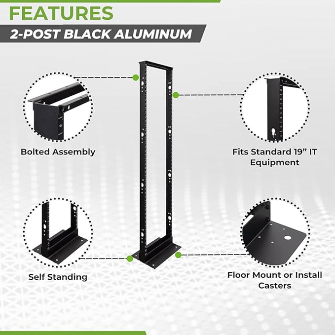 NavePoint 45U 2 Post Open Frame Server Rack - Image 2