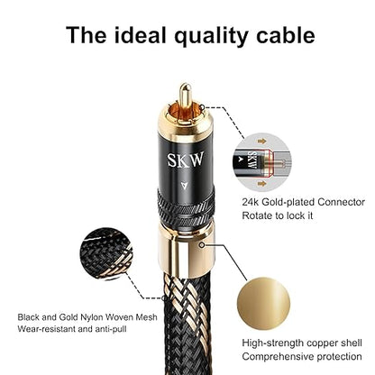 SKW Audiophiles Subwoofer Lock RCA Cable RCA to RCA Multiple Shield - Image 2