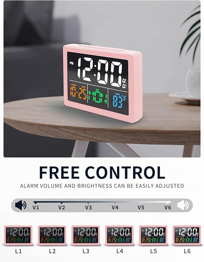 Digital Alarm Clock, with 5.5" Large LED Time Display, Adjustable Alarm Volume - Image 4