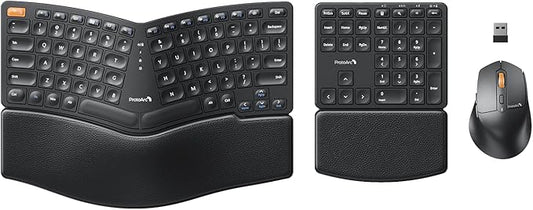 ProtoArc Ergonomic Keyboard Mouse, EKM04 2.4GHz USB Wireless Ergo Keyboard by ProtoArc