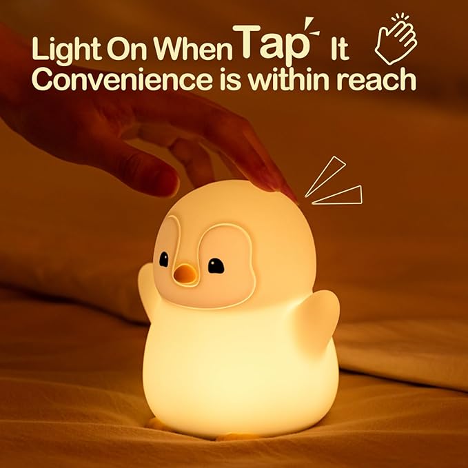 ATSUI Happy Penguin Night Light, LED Squishy Novelty Animal Lamp, Food Grade - Image 2