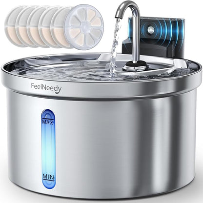 Wireless Cat Water Fountain Stainless Steel FEELNEEDY Smart Pet Water Fountain by FEELNEEDY