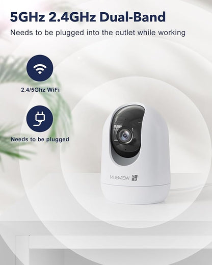 MUBVIEW Cameras for Home Security, 2.4/5GHz WiFi 2K Indoor Wired Se2.curity - Image 3