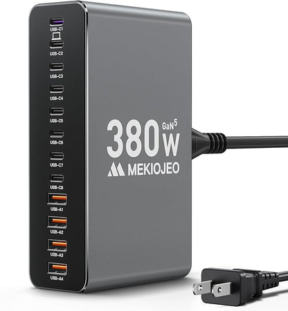 Aluminum Alloy 380W Charging Station Fast USB C Charger Block 12 Ports 65W by MEKIOJEO