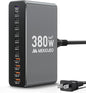 Aluminum Alloy 380W Charging Station Fast USB C Charger Block 12 Ports 65W by MEKIOJEO