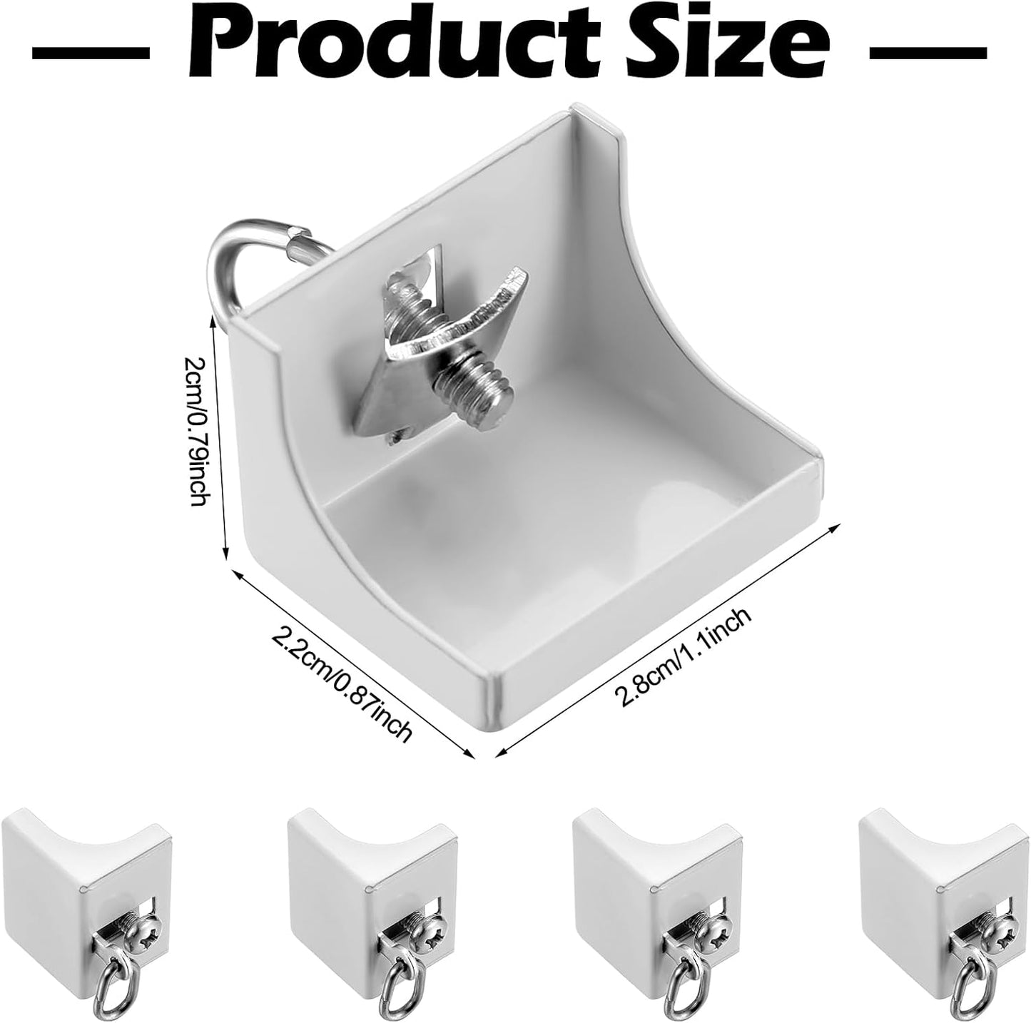 Zonon 4 Pcs Ceiling Curtain Track White End Caps Quiet Drapery Hook Curtain Track End Stop for Window
