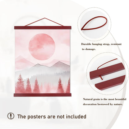 Artmag Magnetic Poster Hanger Frame, 20x28 20 x 30 20x26 Light Wood Wooden Magnet Canvas Artwork Print Poster Hangers Frames Hanging Kit (Mahogany, 20")
