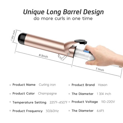 Hoson 1 3/4 Inch Curling Iron Large Barrel, 1.75 Long Barrel Curling Wand Dual - Image 5