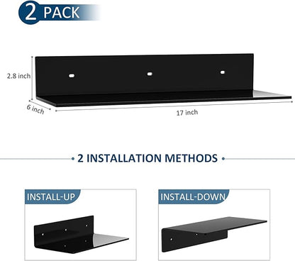17 Inches Acrylic Wall Shelves 2 Pack, Floating Shelf - Image 3
