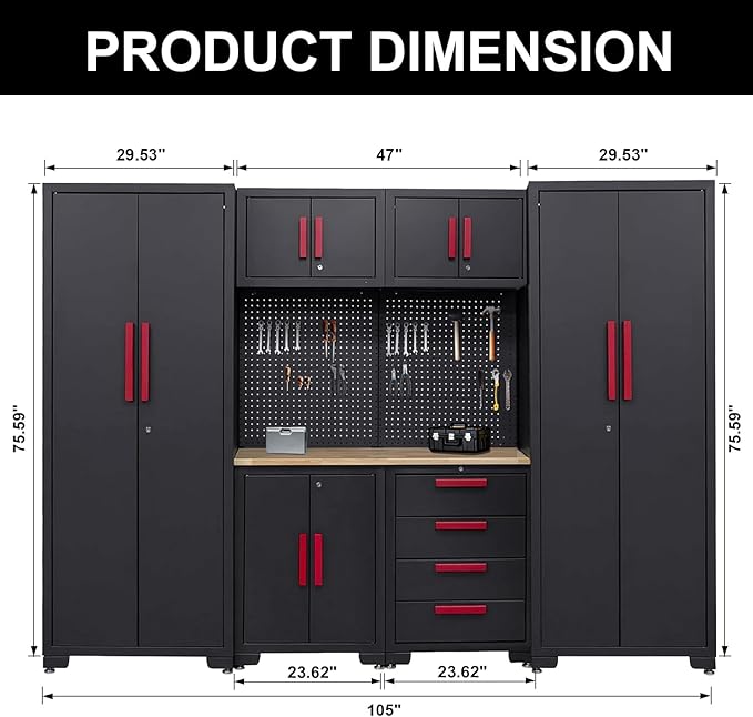 Garage Storage Cabinet System, Cabinet Drawers, Pegboard - Image 3
