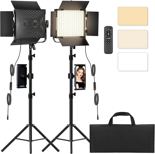 Photography Video Lighting Kit, Upgraded Bi-Color LED Video Studio Lights by BANSINE