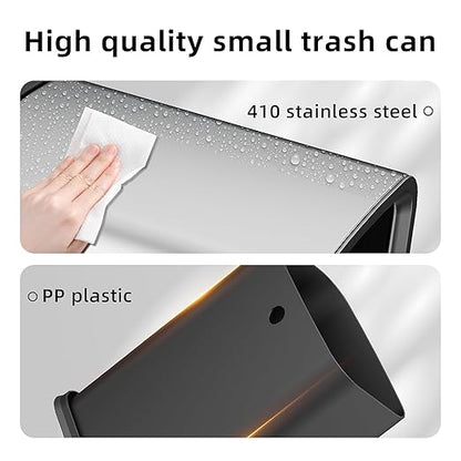 2.6 Gal Stainless Steel Bathroom Trash Can, Metal Waste Baskets - Image 5