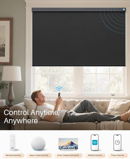 Smart Roller Shades for Windows, Alexa Blackout Motorized Blinds - Image 4