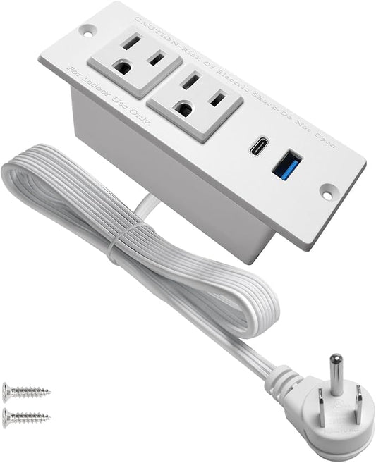 USB C Recessed Power Strip Fast Charge Desktop Power Station 2 Outlets 2 USB by 4LEAF